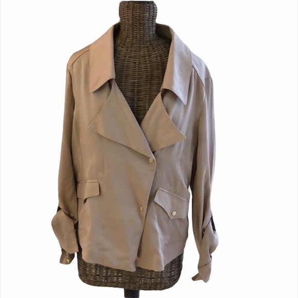 Ann Taylor Asymmetrical Tan Jacket M - Picture 2 of 7